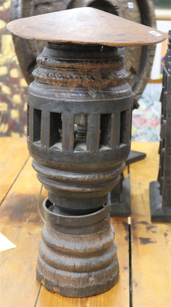 A Thai carved wood lantern height 68cm